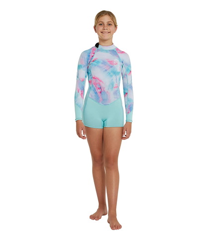 O'NEILL GIRLS BAHIA BACKZIP L/S MID SPRINGSUIT 2MM - AQUA /WVDY