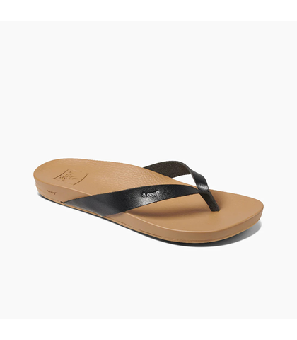 REEF LADIES CUSHION COURT JANDAL - BLACK / NATURAL