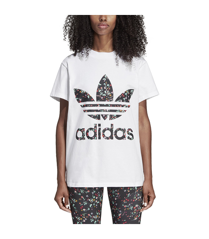 ADIDAS LADIES FLORAL FILL TEE - WHITE