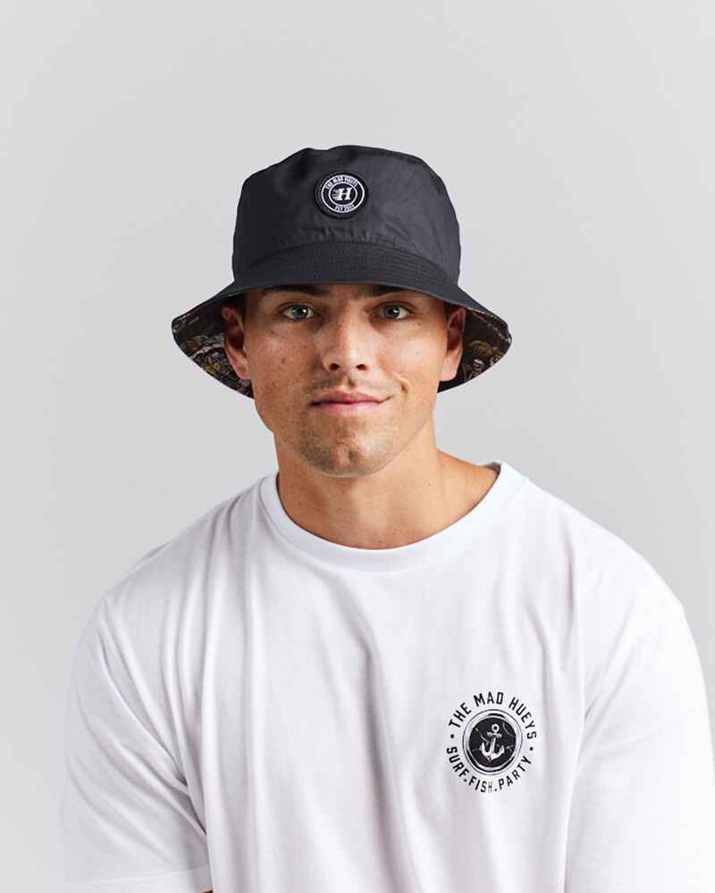 MAD HUEYS LOOSE IN PARADISE BUCKET HAT BLACK MAD HUEYS S22