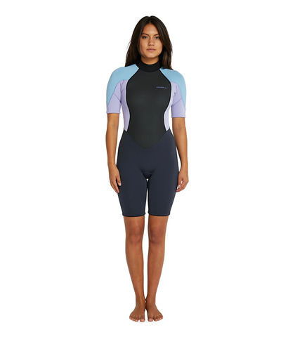 O'NEILL LADIES REACTOR 2 BACKZIP 2MM S/S SPRINGSUIT - GUNMETAL/FOG/MIST