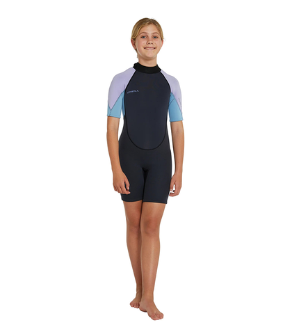 O'NEILL GIRLS REACTOR BACKZIP 2MM S/S SPRINGSUIT - GUNMETAL/FOG/MIST