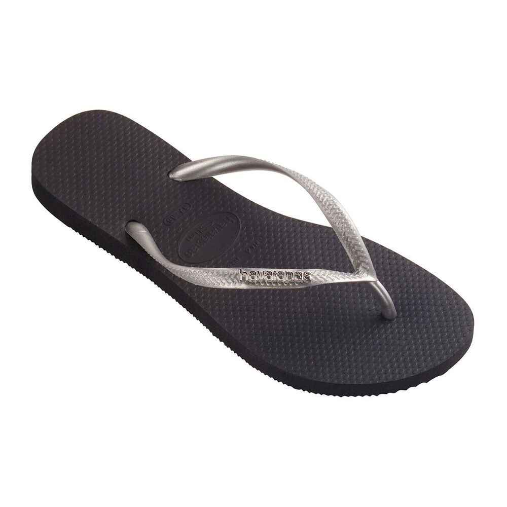 black havaianas with silver logo