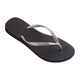 HAVAIANAS SLIM LOGO METALLIC JANDAL - BLACK/ SILVER/SILVER