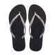 HAVAIANAS SLIM LOGO METALLIC JANDAL - BLACK/ SILVER/SILVER