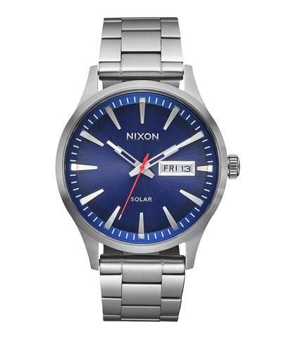 NIXON SENTRY SOLAR SS WATCH - STEEL NAVY SUNRAY / SILVER