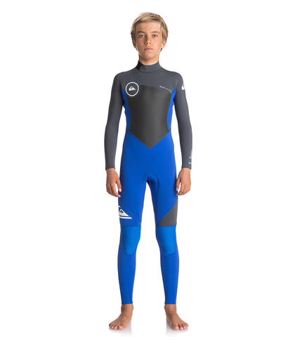 QUIKSILVER BOYS SYNCRO 3/2 BACK ZIP GBS STEAMER - ROYAL/GUNMETAL