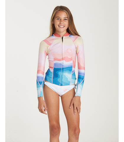 BILLABONG TEEN GIRLS- PEEKY L/S 1M FRONT ZIP SURF JACKET - MIRAGE