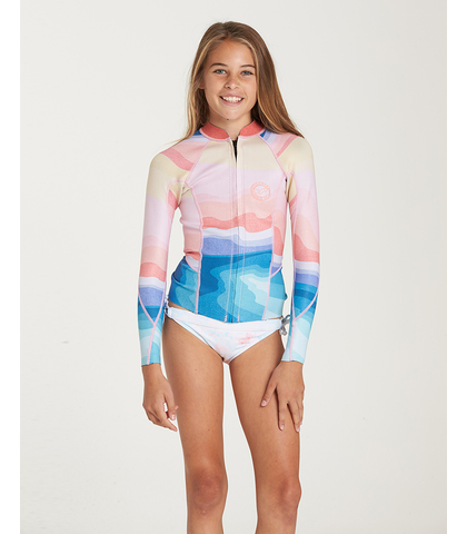 BILLABONG TEEN GIRLS- PEEKY L/S 1M FRONT ZIP SURF JACKET - MIRAGE