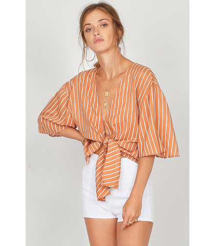 AMUSE SOCIETY - KNOT YOUR GIRL WOVEN TOP - HAZEL
