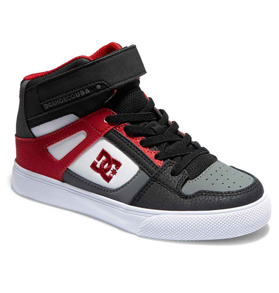 DC BOYS PURE HIGH-TOP EV SHOE - WHITE / GREY / RED - Footwear-Youth ...