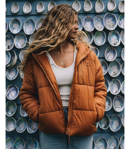 BILLABONG LADIES TRANSPORT PUFFER 3 JACKET - ADOBE