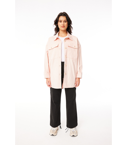 HUFFER LADIES TAYLOR CORD SHACKET - BLUSH PINK