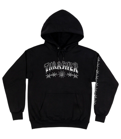THRASHER BARBED WIRE HOOD - BLACK