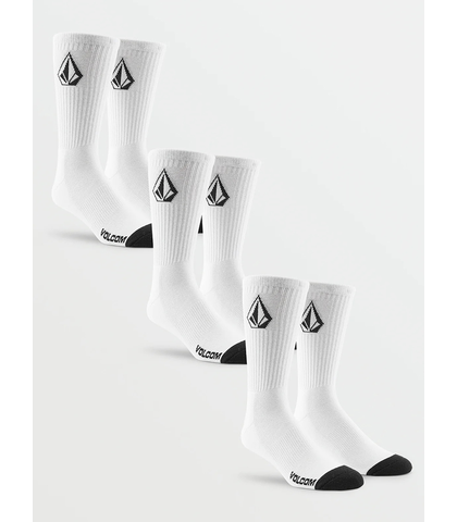 VOLCOM FULL STONE SOCK 3 PACK - WHITE