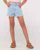 RUSTY GIRLS PENNY KICK FLARE DENIM SHORTS - SKY BLUE HEATHER