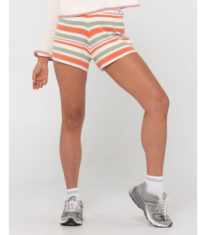 RUSTY LADIES SHONA STRIPED KNITTED SHORT - SNOW