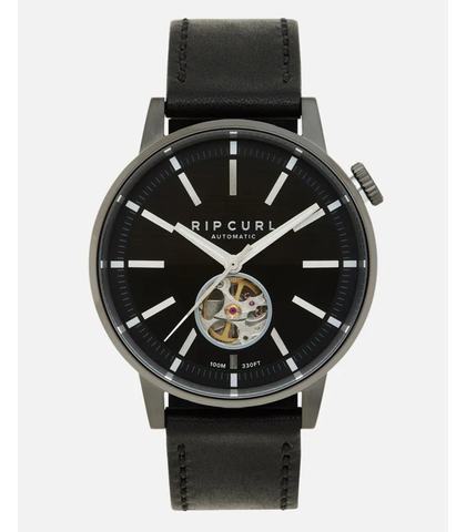 RIPCURL DRAKE AUTOMATIC LEATHER WATCH - GUNMETAL