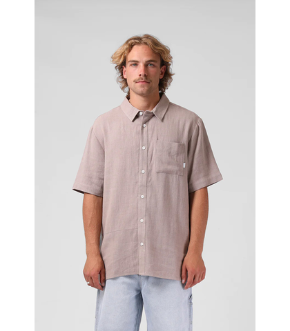RPM MENS HEMP S/S DRESS SHIRT - GREY FAWN