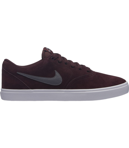 NIKE SB- CHECK SOLAR SHOE - BURGUNDY / GUNMETAL WHITE