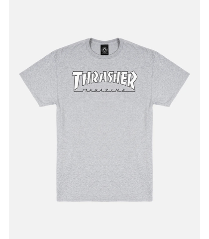 THRASHER OUTLINED TEE - GREY / WHITE