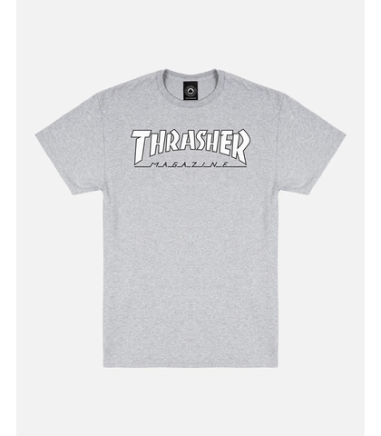 THRASHER OUTLINED TEE - GREY / WHITE