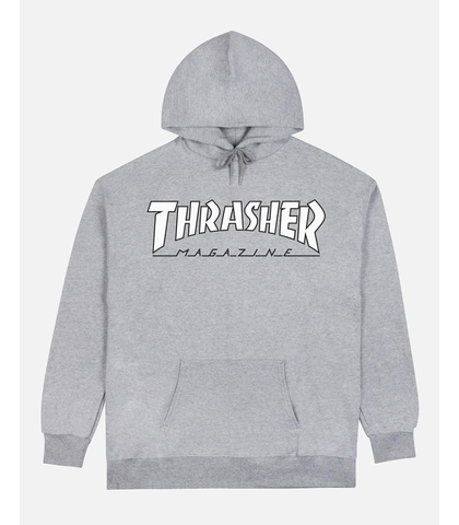 THRASHER OUTLINED HOOD - GREY / WHITE