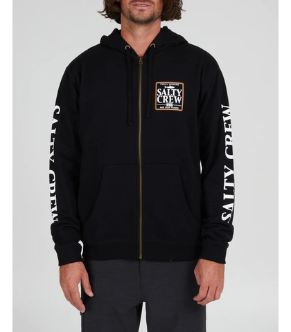 SALTY CREW MENS COASTER ZIP HOODED FLEECE - BLACK