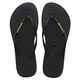 HAVAIANAS SLIM LOGO METALLIC JANDAL - BLACK / GOLD