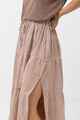 RHYTHM LADIES LOLA CHECK TIERED MAXI SKIRT - CLAY