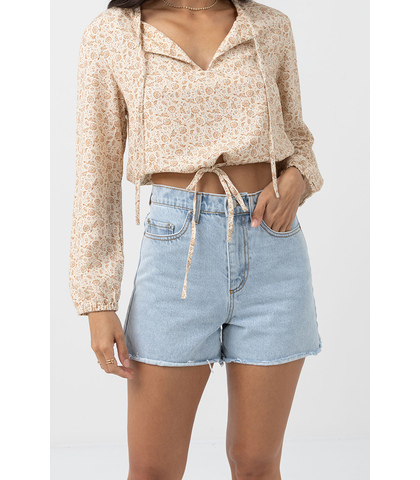 RHYTHM LADIES STAPLE DENIM SHORT - BLUE WASH