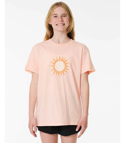 RIPCURL GIRLS SUN CATCHER ART TEE - PEACH
