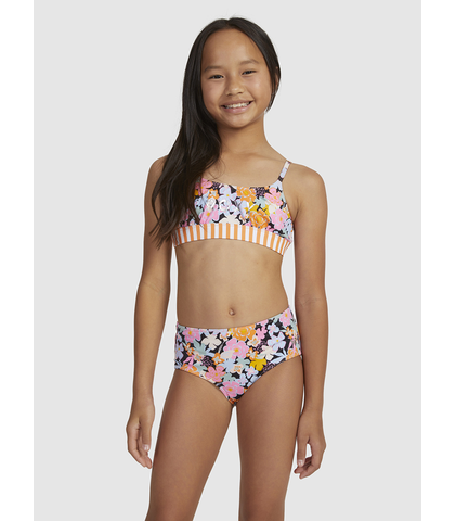 ROXY GIRLS ABOVE THE LIMITS PANT & BRA SWIM SET - BLACK MEMORIES