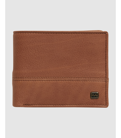 BILLABONG MENS DIMENSION 2 IN 1 LEATHER WALLET - TAN