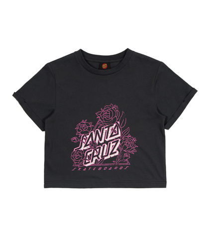 SANTA CRUZ GIRLS BOTANIC NOT A DOT FRONT PRINT TEE - WASHED BLACK