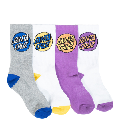 SANTA CRUZ GIRLS OTHER DOT CREW SOCK 4 PACK - SIZE 2-8