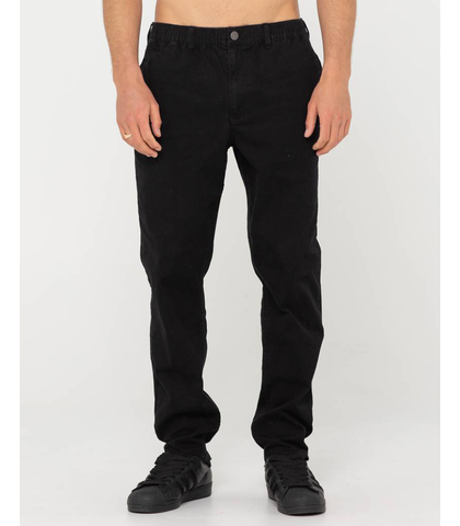 RUSTY MENS MID BOY STRAIGHT FIT ELASTIC WAIST PANT - BLACK