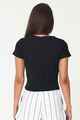 HUFFER LADIES 3 BALLER RIB BABY TEE - BLACK