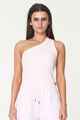 HUFFER LADIES ONE SHOULDER RIB TANK - MELLOW PINK