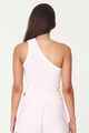 HUFFER LADIES ONE SHOULDER RIB TANK - MELLOW PINK