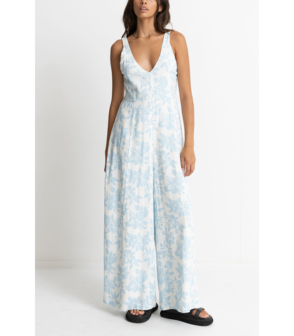 RHYTHM LADIES GRACE FLORAL WIDE LEG JUNMPSUIT - WHITE