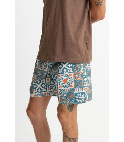 RHYTHM MENS TILE BEACH SHORT - TEAL