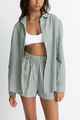 RHYTHM LADIES STEVIE STRIPE BEACH SHIRT - GREEN