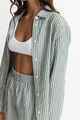 RHYTHM LADIES STEVIE STRIPE BEACH SHIRT - GREEN