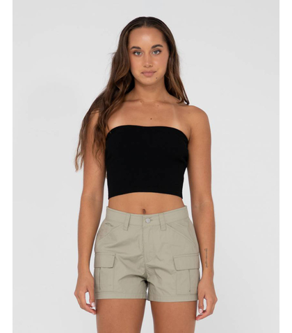 RUSTY LADIES AMELIA STRAPLESS KNIT TOP - BLACK