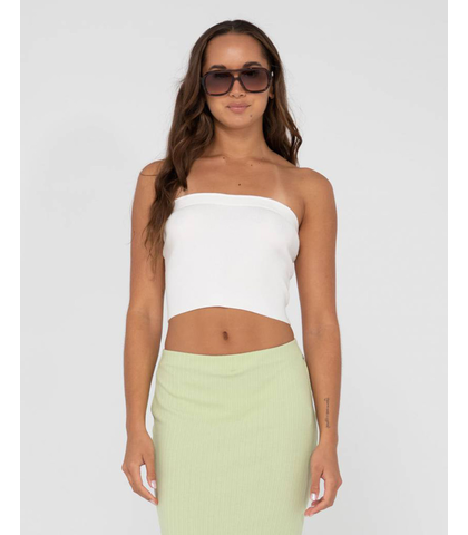 RUSTY LADIES AMELIA STRAPLESS KNIT TOP - WHITE