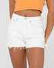 RUSTY LADIES PENNY KICK FLARE DEMIN SHORTS - WHITE