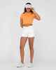 RUSTY LADIES PENNY KICK FLARE DEMIN SHORTS - WHITE