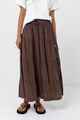 RHYTHM LADIES CLASSIC TIERED MAXI SKIRT - CHOCOLATE