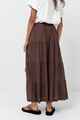 RHYTHM LADIES CLASSIC TIERED MAXI SKIRT - CHOCOLATE